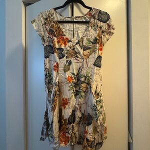Paper Crane White Floral V-Neck Dress